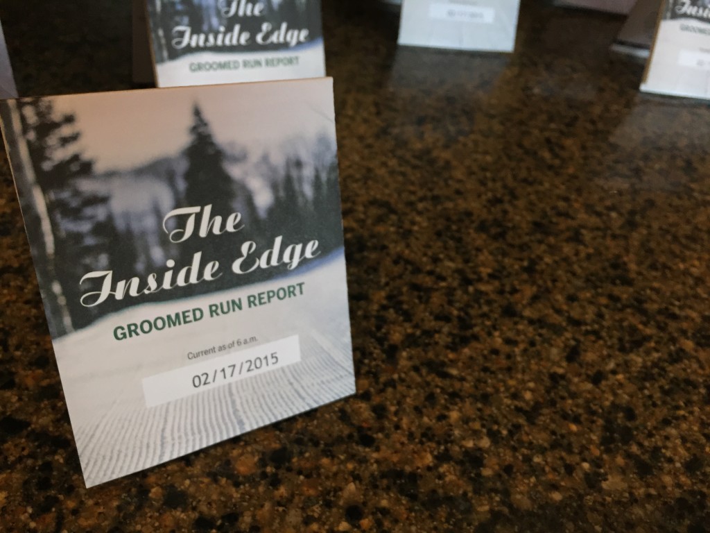 Printed daily groomed run reports Deer Valley, Utah